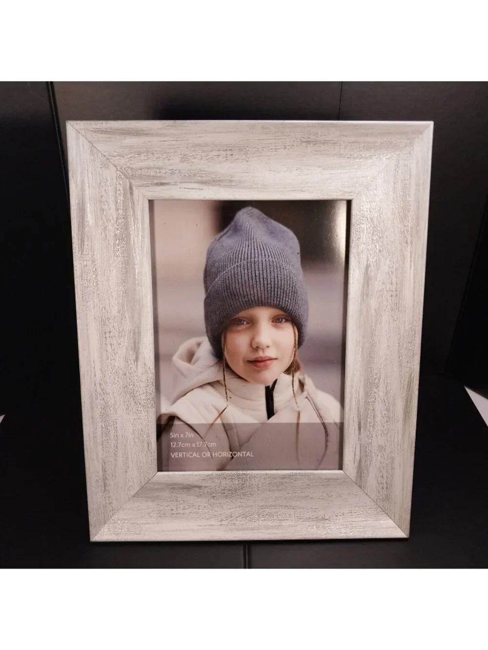 Gray Faux Wood w/ Silver Sheen 5x7 Tabletop Picture Frame- Vertical / Horizontal
